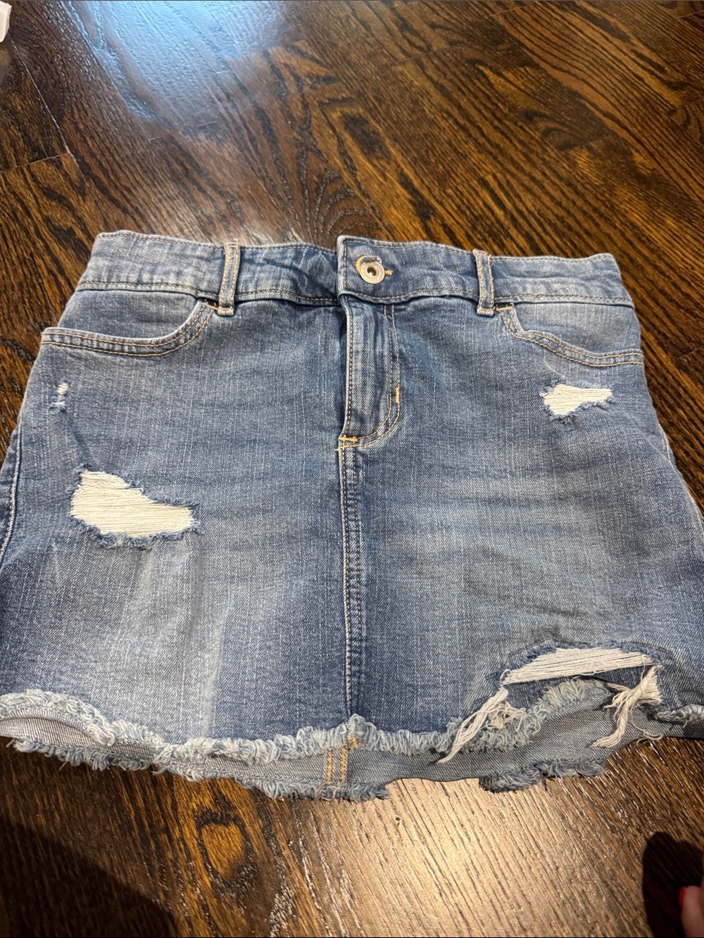 Abercrombie Kids size 13/14 Denim Distressed Mini Skirt - Light Blue like new